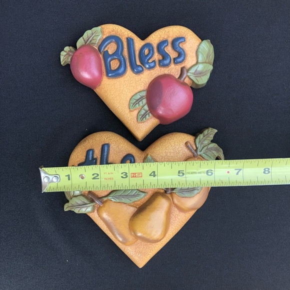 Vintage Home Interiors “Bless The Cook” 3 Plaques - Hearts Grapes Apples Pears - Picture 6 of 10